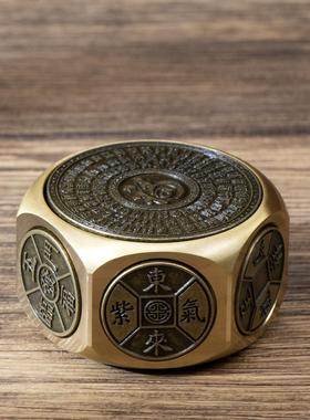 黄铜八面转钱旋转魔方解压手把件随身携带龙年招财创意礼品