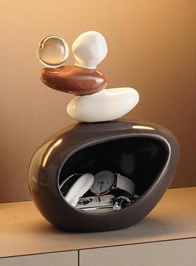 石来运转钥匙收纳玄关摆件入户客厅酒柜电视柜玄关装饰品乔迁礼物