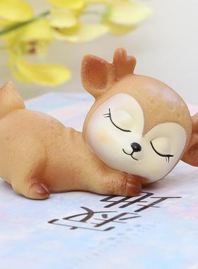 南院传芳 搪胶卡通鹿宝宝蛋糕摆件创意车载桌面梅花小鹿饰品