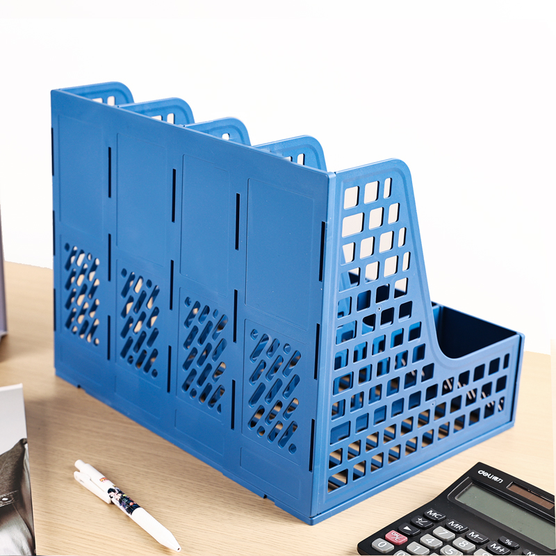 得力加厚文件收纳盒 立式文件架书架简易书立桌面文件夹办公用品 文件框筐A4文件盒桌上资料架塑料学生用文具 - 图2
