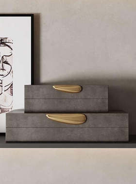 现代简约高级感样板间书房书柜装饰品摆件办公室客厅卧室软装组合