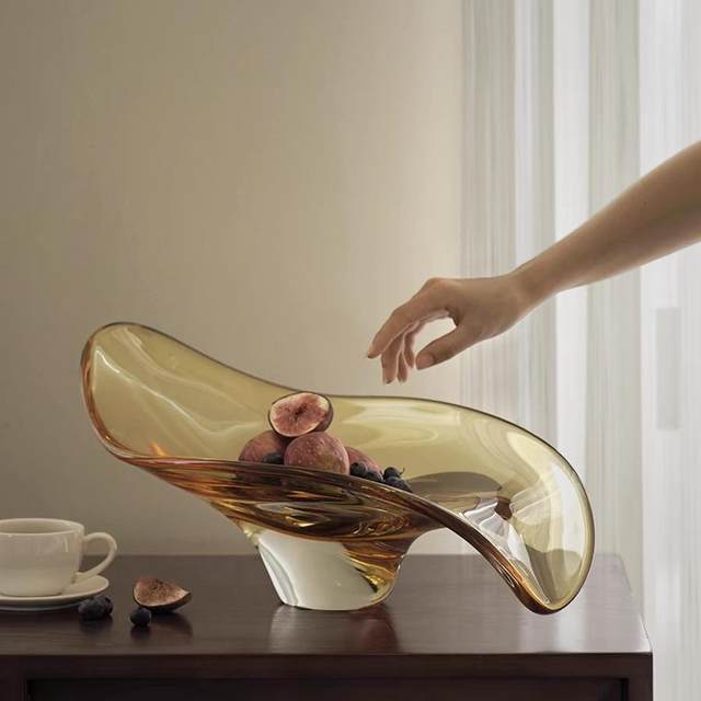 Amber gilded / heavyweight crystal glass fruit tray storage tray creative fruit basket can be mixed