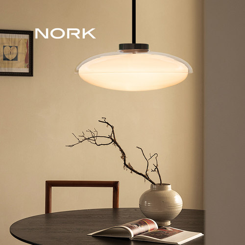 诺克悬月现代吊灯餐厅灯吧台餐桌书房灯客厅设计师圆桌灯白玉玻璃 - 图2