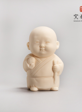少林窑少林寺文创禅修三宝和尚摆件禅意沙弥人物书柜桌面摆设装饰