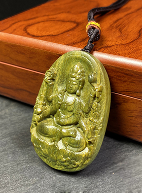 绿檀木雕十二生肖守护神吊坠