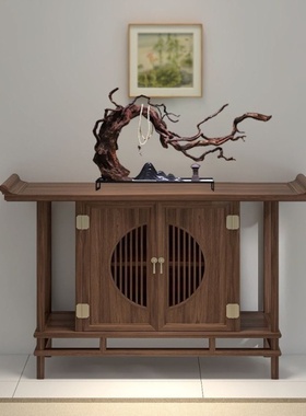 新中式禅意枯木山水根雕造景摆件实木玄关电视柜酒店桌面家居装饰