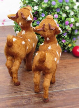 仿真鹿 圣诞梅花鹿 儿童宝宝认知 真皮手工制作 家居搁板摆件