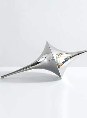 轻奢风金属陀螺摆件高级感银色装饰品样板房售楼处酒柜客厅柜摆设