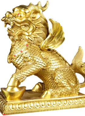 铜麒麟摆件一对纯铜八卦麒麟家居客厅玄关办公室桌面装饰品招财