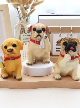 创意化妆小狗摆件巴哥桌面装饰汽车载工艺品搞怪解压礼物高级小众