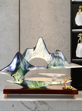 新中式摆件高端云山雾海假山客厅玄关酒柜电视柜办公室家居装饰品