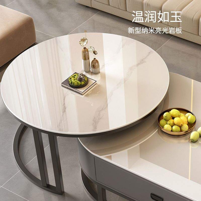 客厅岩板茶几家用轻奢现代简约小户型茶桌新款网红极简风家具 - 图0