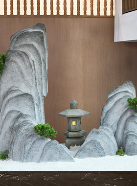 新中式仿真景观石大型假山庭院枯山水造景店铺橱窗茶室装饰品摆件