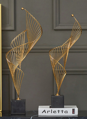 创意金属摆件高山流水q轻奢酒店客厅电视柜玄关装饰艺术样板房