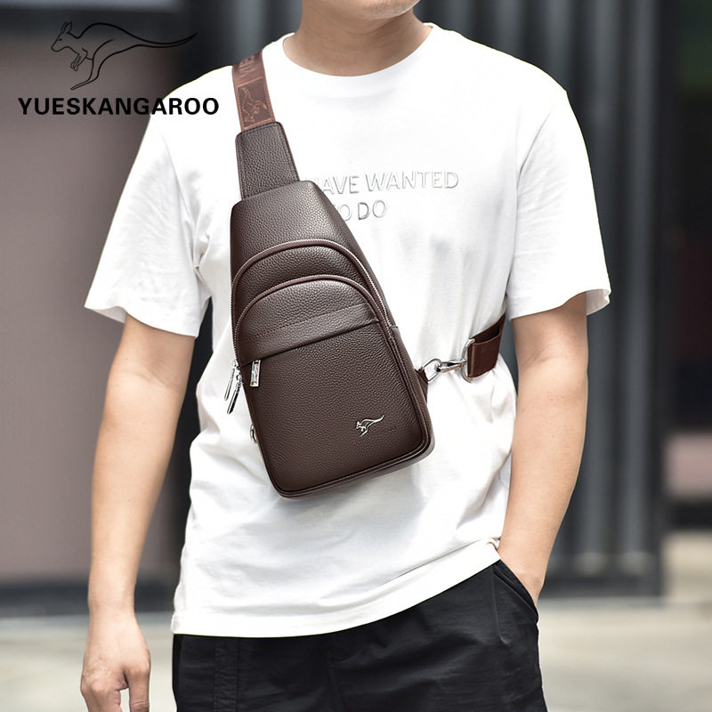 仅亏一天新款 跃森男包真皮胸包男士头层牛皮斜挎包时尚休闲背包,淘宝优惠券,粉丝福利购,淘宝优惠卷