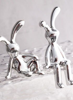 北欧现代电镀创意兔子摆件