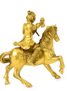 铜马摆件纯铜铜制工艺品摆马上封侯铜猴骑马办公室家居工艺饰品