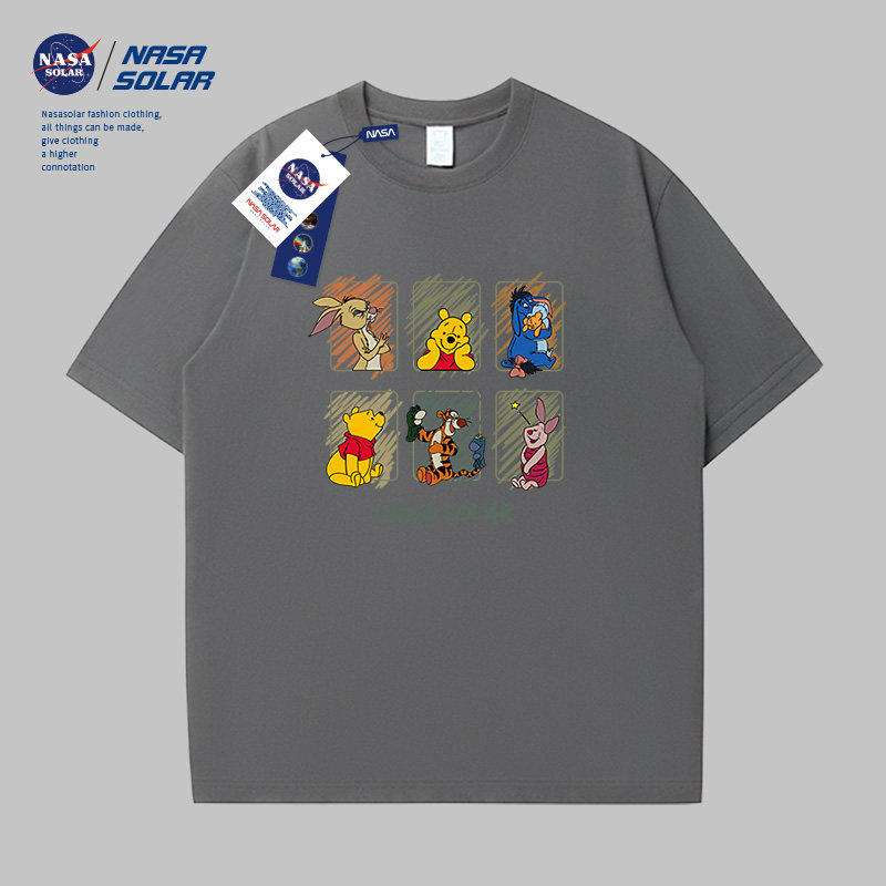 NASA联名官方潮牌夏季新款小众印花动漫套头情侣百搭T恤上衣情侣