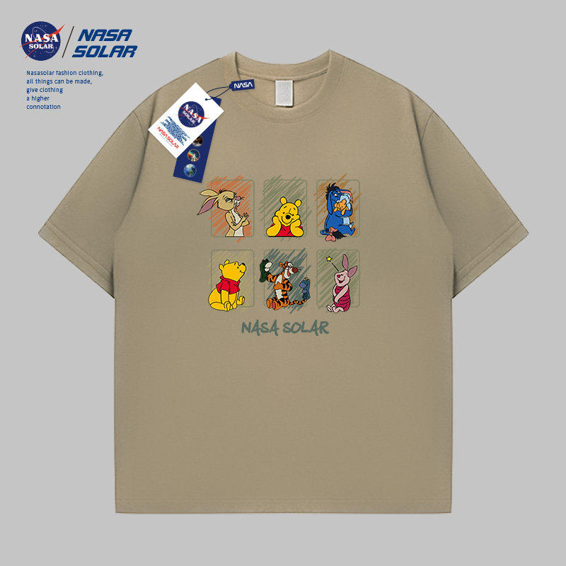 NASA联名官方潮牌夏季新款小众印花动漫套头情侣百搭T恤上衣情侣