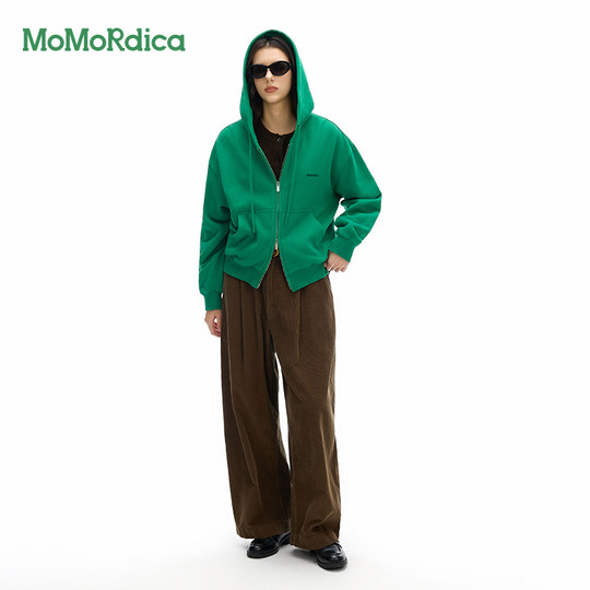 Momordica classic simple casual zipper hooded sweatshirt jacket