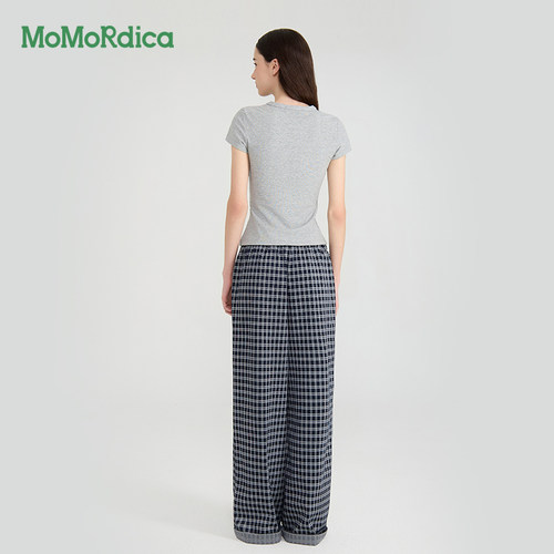 【蜜蜂欢乐社】Momordica 短袖圆领舒适上衣修身T恤女 - 图3