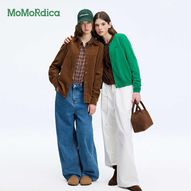 【所有女生的衣橱直播间】Momordica复古灯芯绒衬衫修身长袖T恤