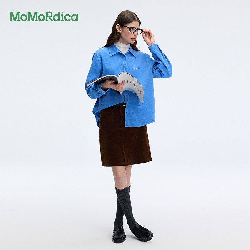 【所有女生的衣橱直播间】Momordica复古灯芯绒衬衫修身长袖T恤