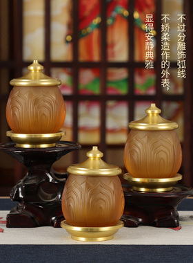 新品佛前供灯莲花灯家用琉u璃香炉供具佛堂水果盘贡盘圣水杯佛具