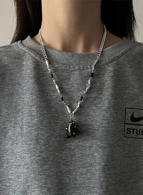 极速Black ghost senior niche design personality nUecklace fe