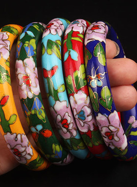 极速中国风传统工艺礼品北京w景泰蓝手镯手环首饰 不开口圆棍浑圆