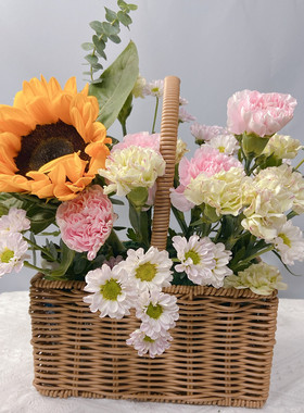 极速手工塑编圣诞节藤编篮喜铺伴手礼包装篮子P花店插花篮三八母