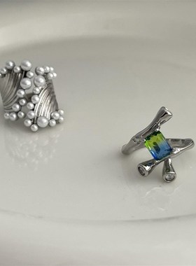 极速blue-green gradient personality wind indeRx finger ring