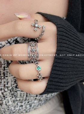 极速retro old index finger ring pDersonality diamond unique