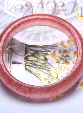 极速草莓晶手镯招桃花旺s夫少女粉水晶手环天然冰种玉髓细条冰透