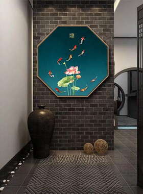 极速新中式玄关装饰画国潮火锅店墙D面挂件红色挂画客厅餐厅梅花