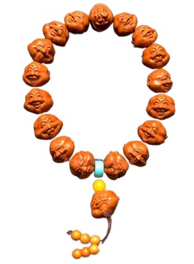 极速财迷桃核手串男款盘玩核雕弥勒佛B桃木手錬桃U胡手捻文玩橄榄