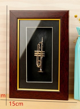 迷你萨克斯模型管乐相框摆件长笛单簧管圆号摆Q件客厅装饰生日礼