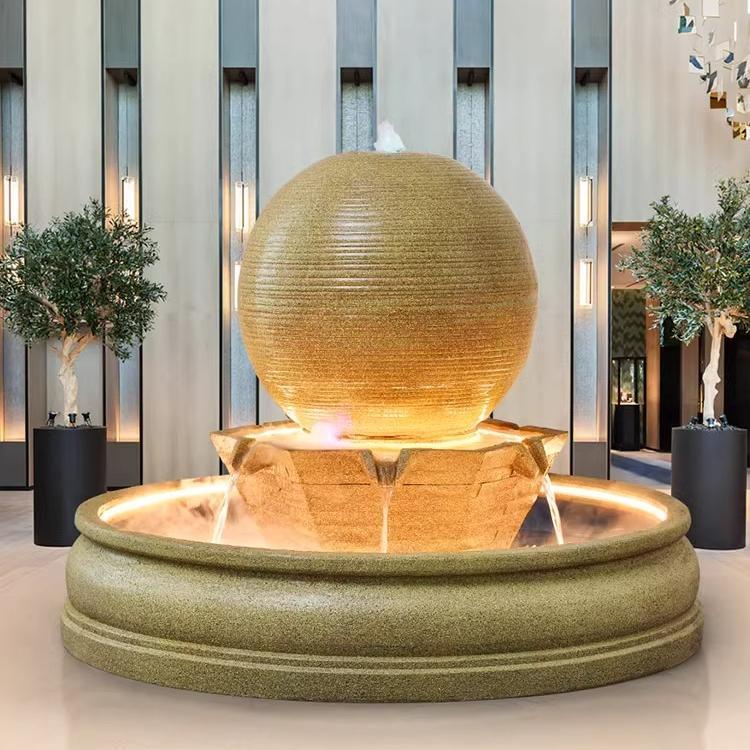 风水球流水摆件循环水喷泉鱼池缸公司酒店大堂水景庭院造景水幕墙 - 图0