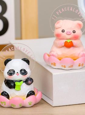 静心佛系办公室小摆件喜气莲莲情绪治愈系礼物可爱小木鱼工位玩具