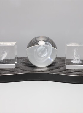 水晶方体内雕星系蒲公意w礼品摆件办公桌软装桌面饰品摆设