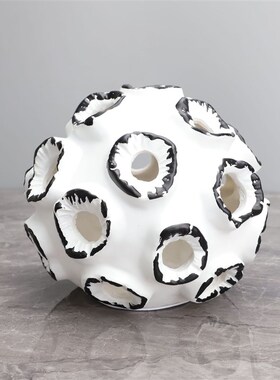 简约白色圆点多孔花p器树脂摆件样板房家居客厅创意花瓶装饰品