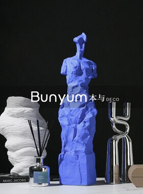 简约轻奢陶f瓷抽象人物雕塑摆件酒店售楼处样板房间软装饰品