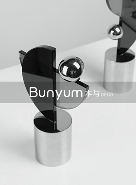 简约几何水晶圆球船n帆雕塑摆件样板间书房家居玄关博古架装饰品