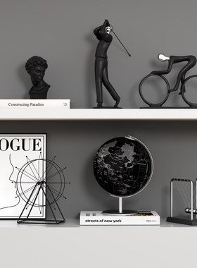 北欧现代创意运动人物样板间客厅书房G书柜书架桌面装饰品组合摆