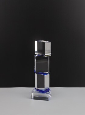 简约创意水晶方形摆件样板房办公室客厅书Q房家居卧室装饰品