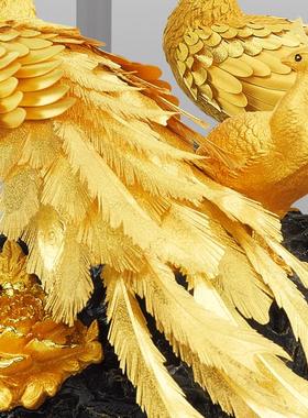 轻奢足金金箔礼品摆件富贵吉祥孔雀高档闺蜜新婚结婚礼物创意家居