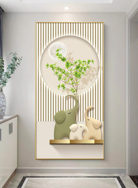 禧万鸿进门玄关灯画奶油风装饰画