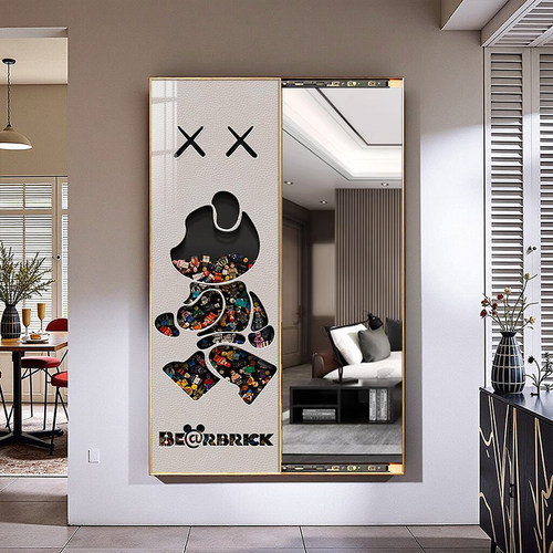 客厅暗藏全身镜挂画翻开推拉穿衣镜隐藏式可推拉壁画试衣镜带挂钩 - 图0