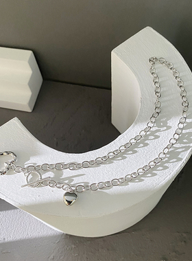 极速OT扣甜酷少女嘻哈蹦迪爱心项链女夏小L众ins风简约气质锁骨链