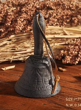 铸铁手工手摇铃铛 美式乡村LOFT铁艺铃 装饰摆件宏厚音量大质感